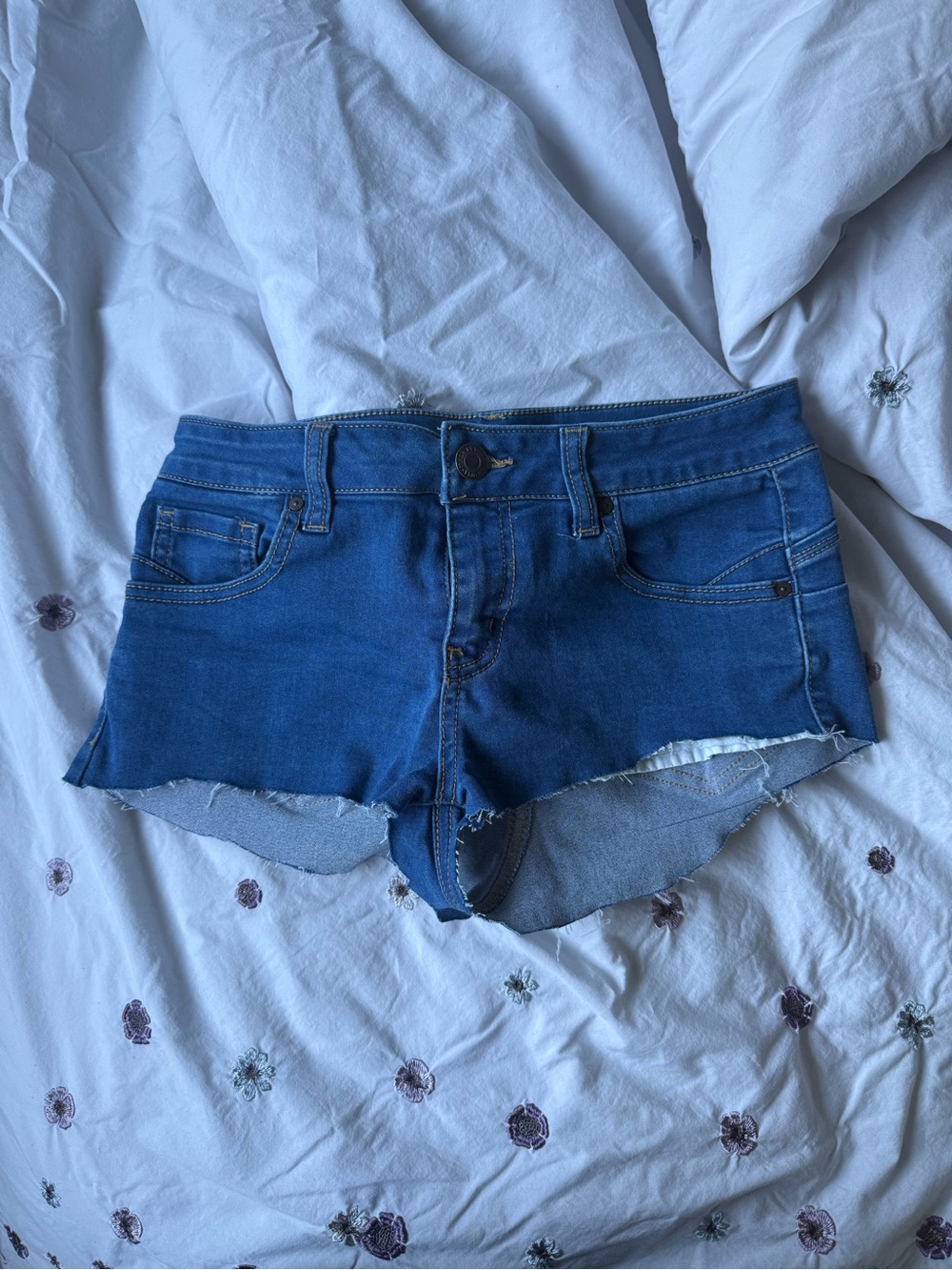 wax jeans “but i love you” vintage y2k 2000s 90s denim shorts cutoff low rise